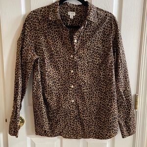 J Crew Factory leopard print button down cotton shirt